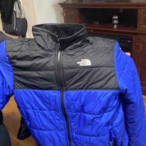 North face, Big boys black and blue jacket, size 18-20, inside-out type